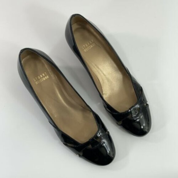 Stuart Weitzman Wedge Patent Leather Closed Toe Shoes Dark Green 6.5 - Picture 10 of 11